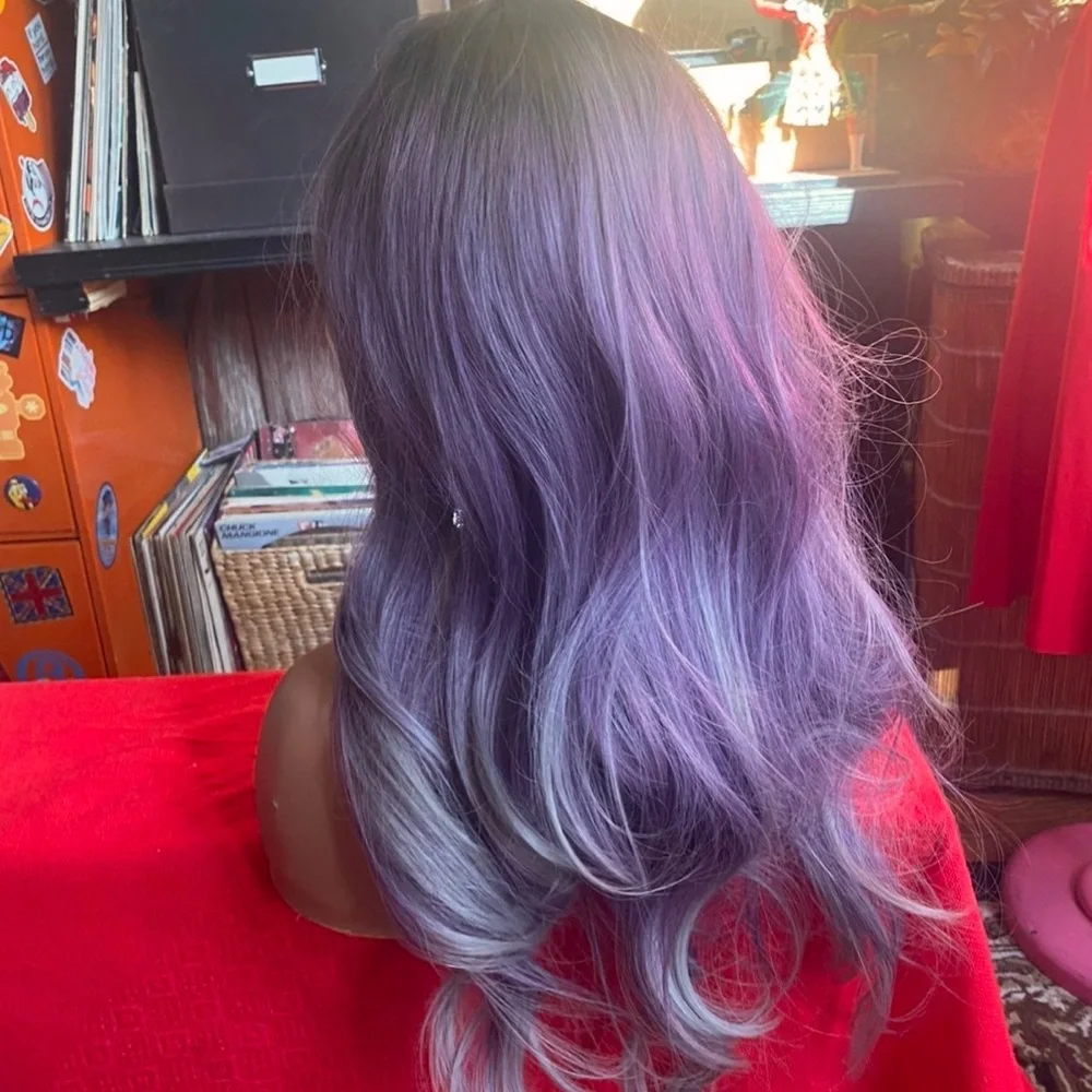 Multi purple wig with roots